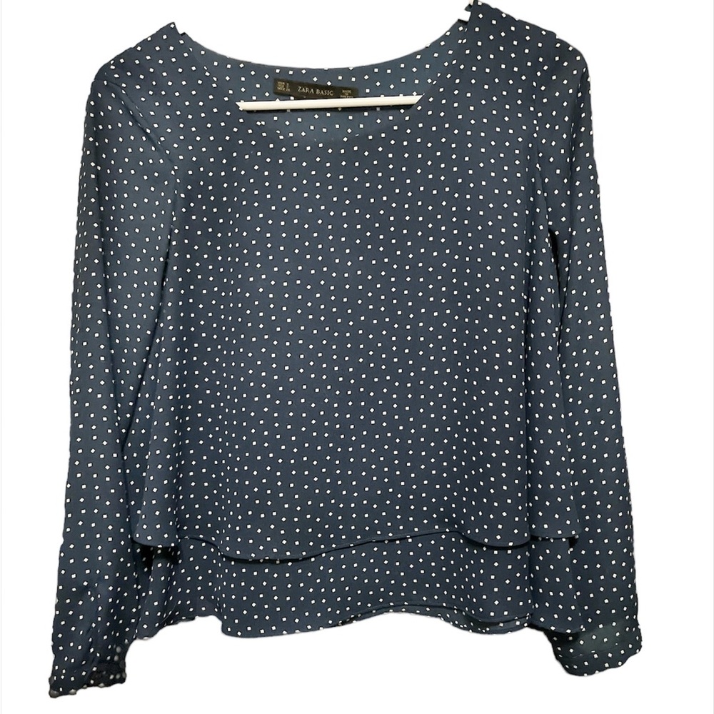 ZARA BASIC Blue/White‎ Woman’s Top Sz S